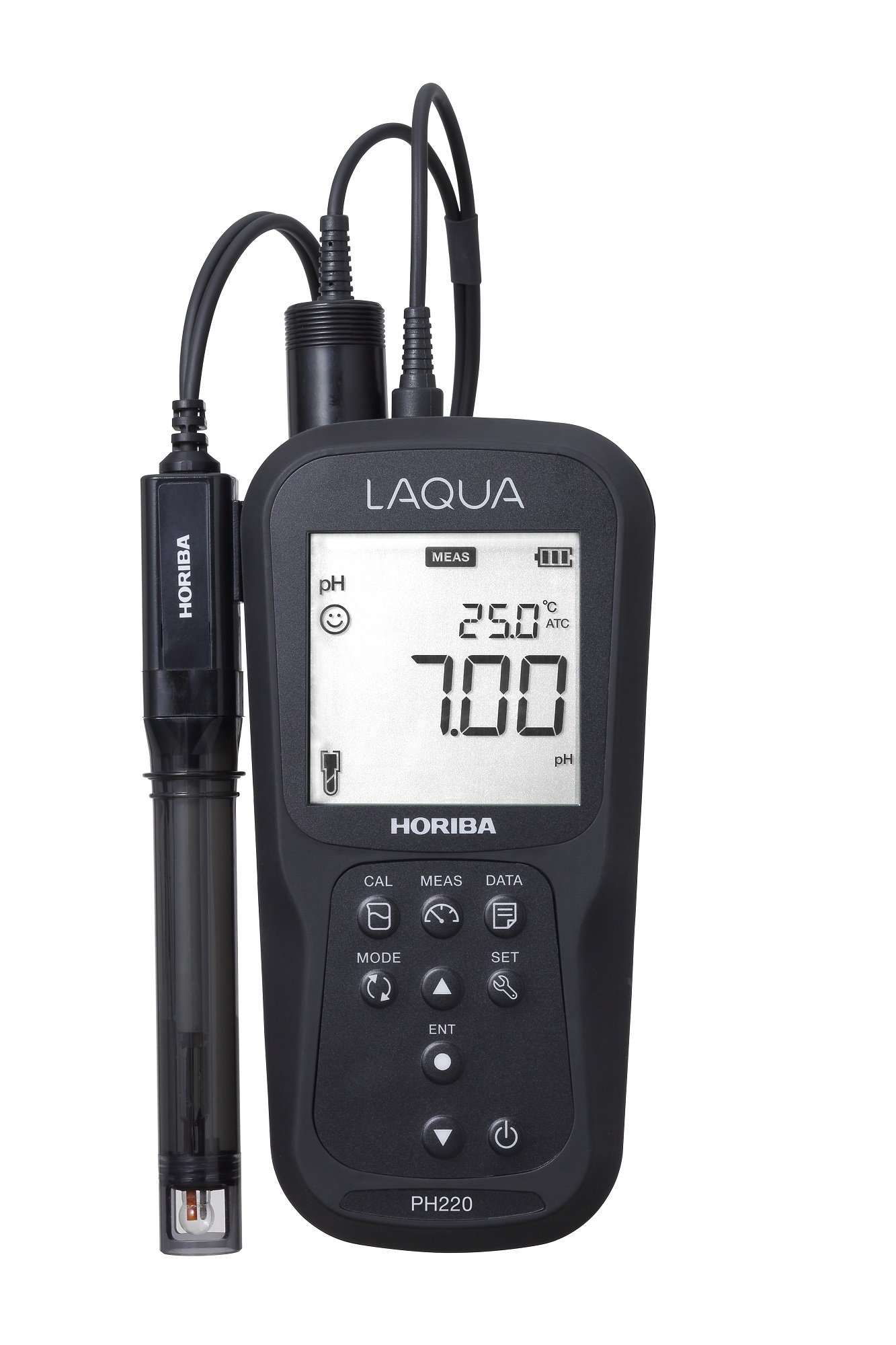 Horiba PH220 device in black, front view.