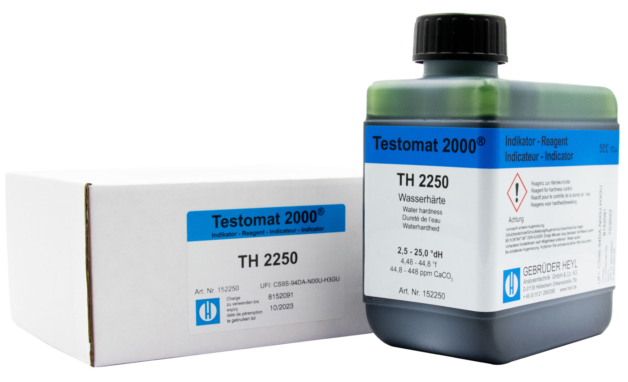 Testomat® indicator TH 2250 500ml. Testomat® Indikator TH2250 500ml Flasche zur Messung der Wasserhärte, Beschriftung gut lesbar