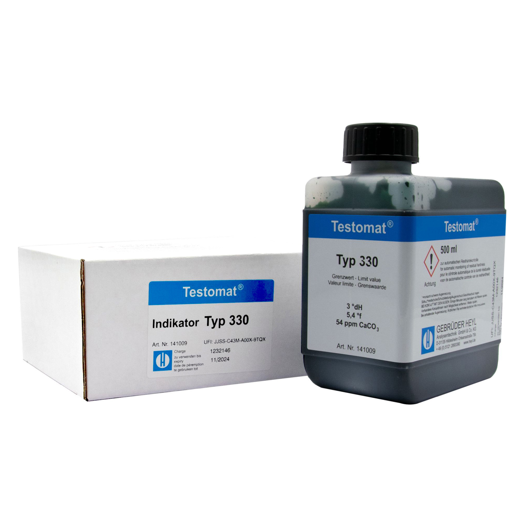 Testomat® 808 indicator 330 Testomat® 808 Indikator 330, 500 ml Flasche, Resthärte-Messung, Grenzwert 3,0 °dH