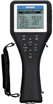 Horiba U‑50 Multimeter Handheld Device with Control Panel in Use