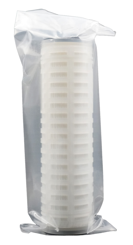 Membrane filter element GR25 Length 9 3/4 inches Retention 99.98 per cent Filter fineness absolute 0.05µm Our item number 882036, product standing Front view
