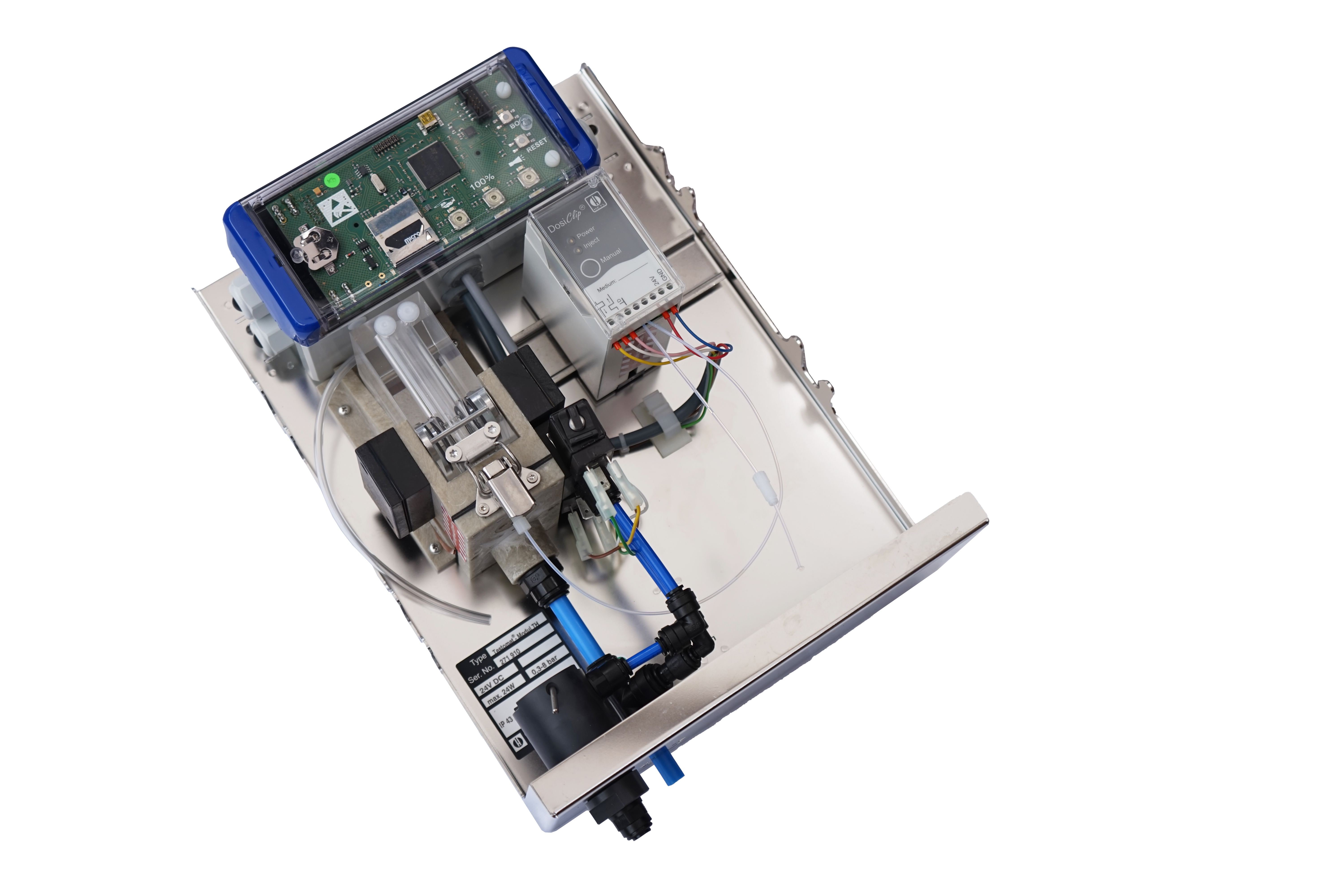 Testomat LAB TH, schrägansicht des geöffneten Geräts zur Wasserhärtebestimmung