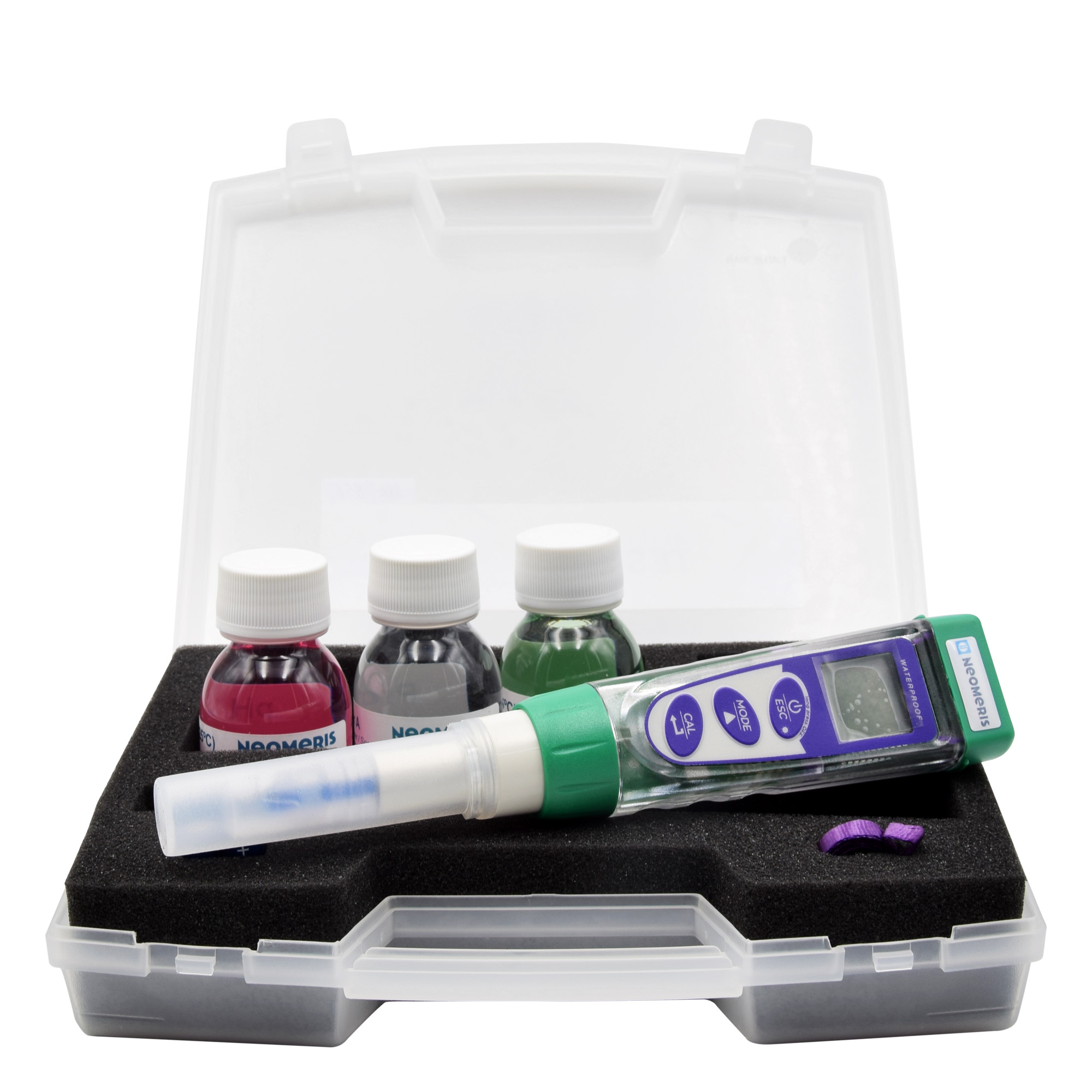 pH 5  Tester im Tragekoffer, offener Koffer mit gut sichtbaren Inhalt