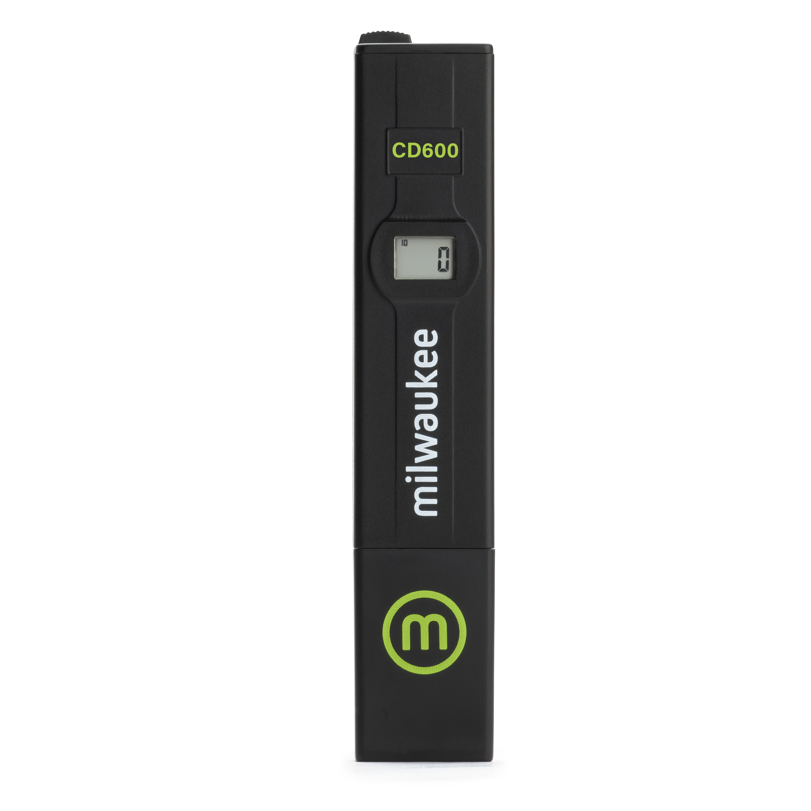 CD600 Milwaukee TDS Tester inschwarz mit grüner Schrift, Display an